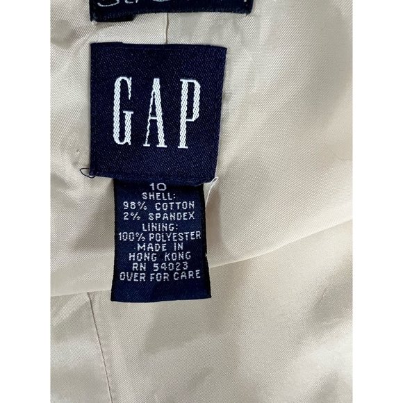 Gap Womens Jacket Coat Beige Cotton Blend Button Stretch Collar Pockets Lined 10 - Picture 11 of 12